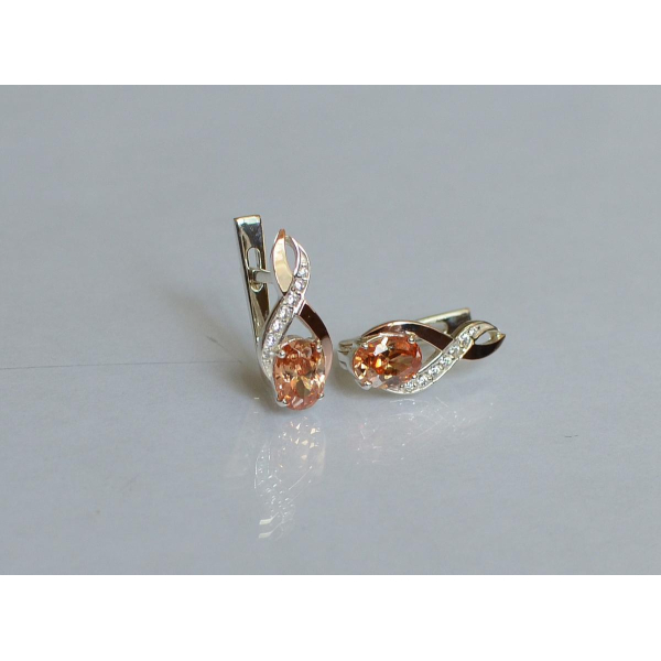 Серебряные серьги с золотыми вставками (143с)