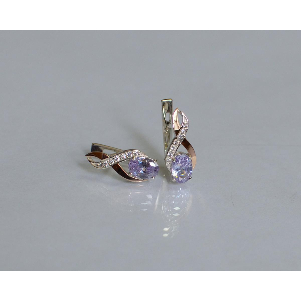 Серебряные серьги с золотыми вставками (143с)