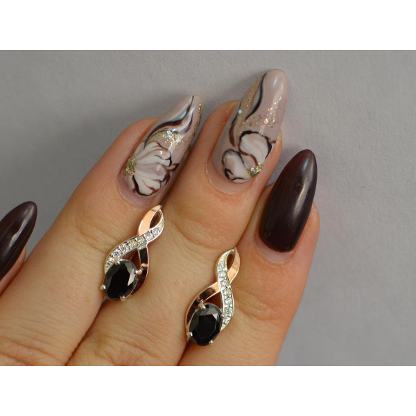 Серебряные серьги с золотыми вставками (143с)