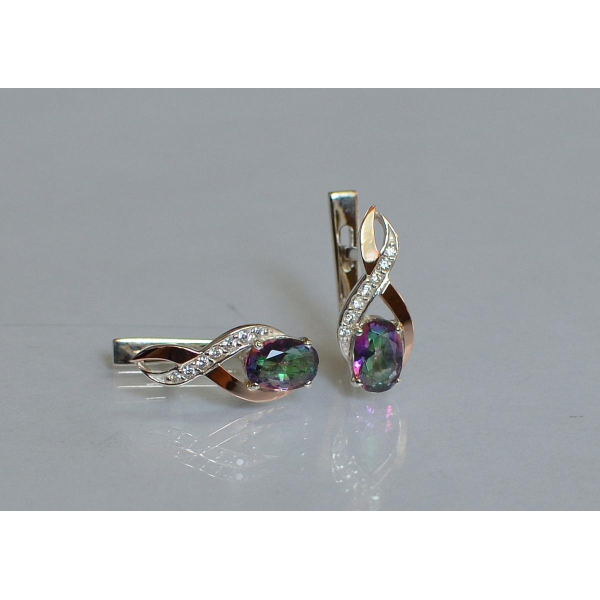 Серебряные серьги с золотыми вставками (143с)