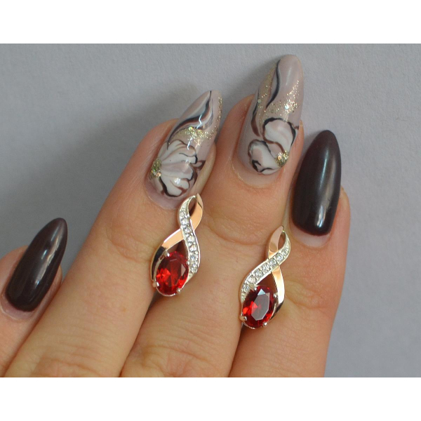 Серебряные серьги с золотыми вставками (143с)