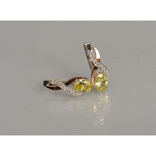 Серебряные серьги с золотыми вставками (143с)