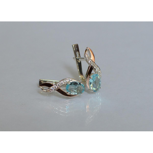 Серебряные серьги с золотыми вставками (143с)