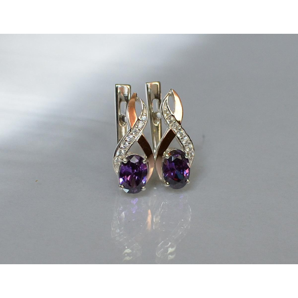 Серебряные серьги с золотыми вставками (143с)