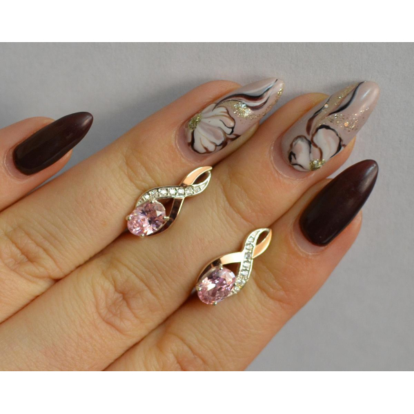 Серебряные серьги с золотыми вставками (143с)