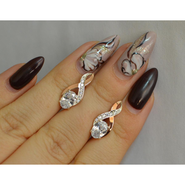 Серебряные серьги с золотыми вставками (143с)