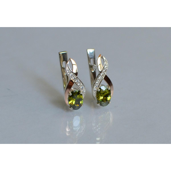 Серебряные серьги с золотыми вставками (143с)