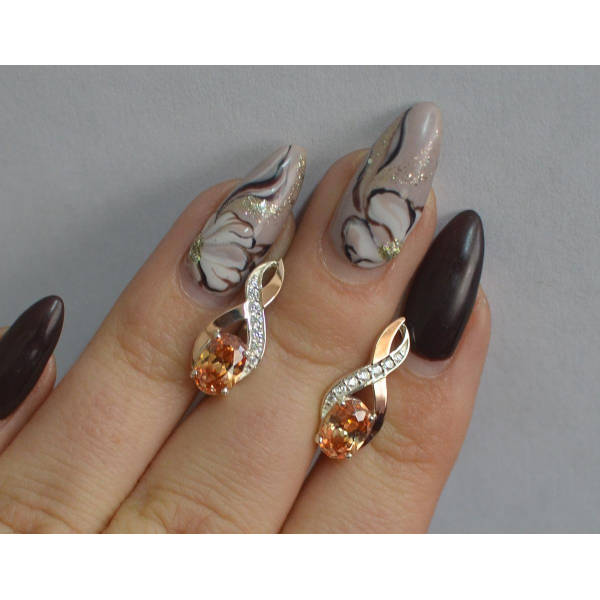 Серебряные серьги с золотыми вставками (143с)