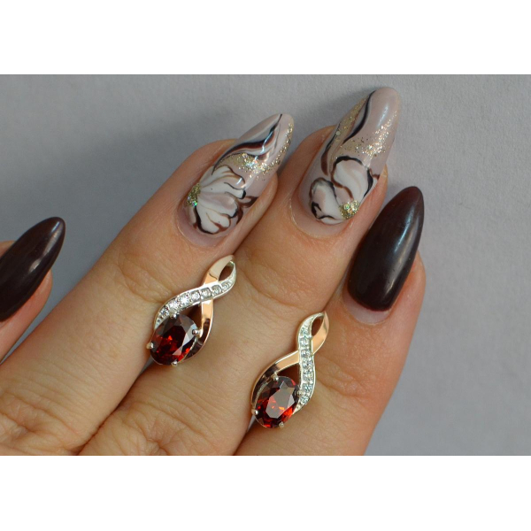 Серебряные серьги с золотыми вставками (143с)