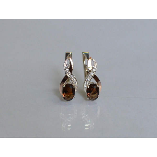 Серебряные серьги с золотыми вставками (143с)