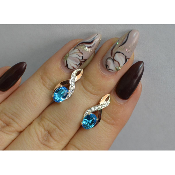 Серебряные серьги с золотыми вставками (143с)