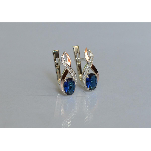 Серебряные серьги с золотыми вставками (143с)