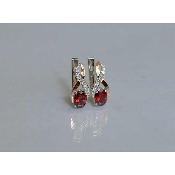 Серебряные серьги с золотыми вставками (143с)