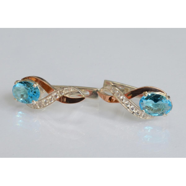 Серебряные серьги с золотыми вставками (143с)