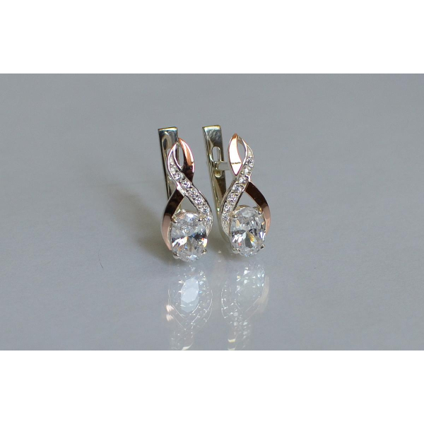 Серебряные серьги с золотыми вставками (143с)