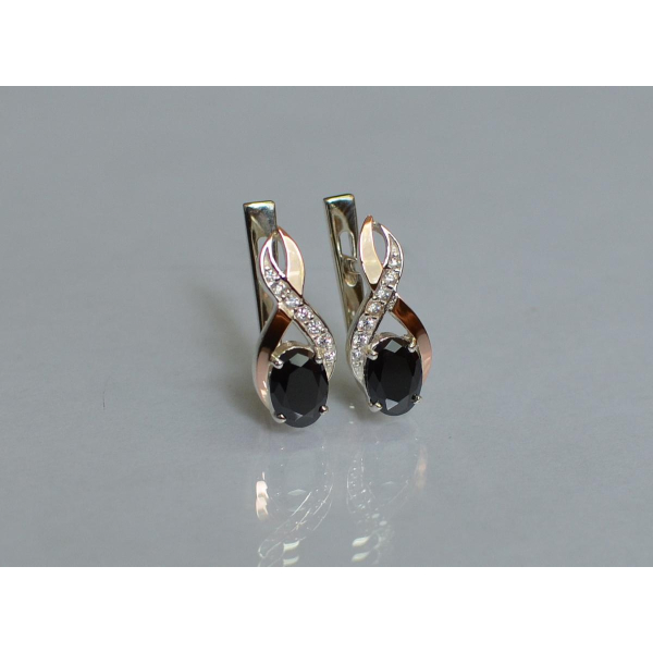 Серебряные серьги с золотыми вставками (143с)