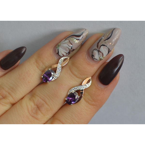 Серебряные серьги с золотыми вставками (143с)