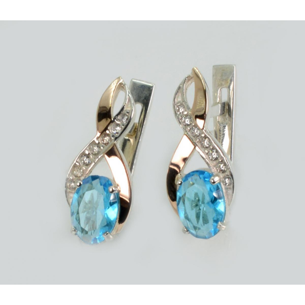 Серебряные серьги с золотыми вставками (143с)