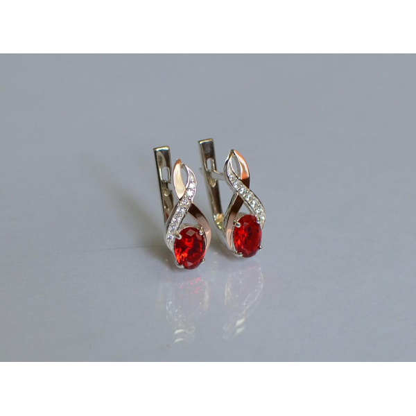 Серебряные серьги с золотыми вставками (143с)