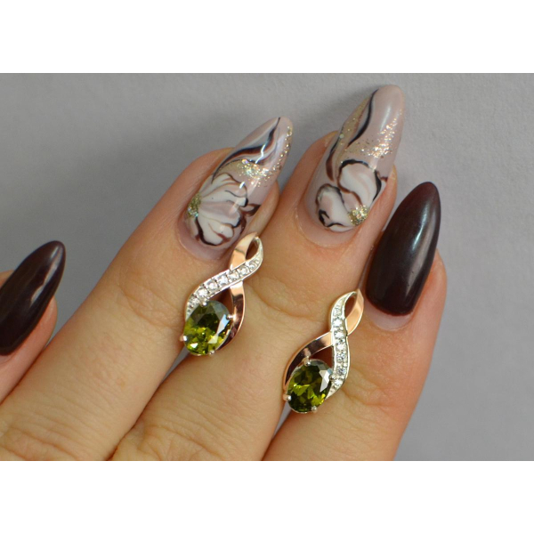 Серебряные серьги с золотыми вставками (143с)