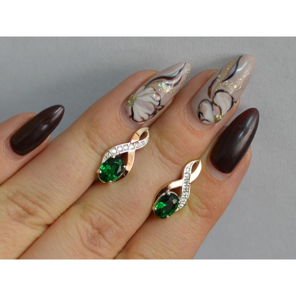 Серебряные серьги с золотыми вставками (143с)