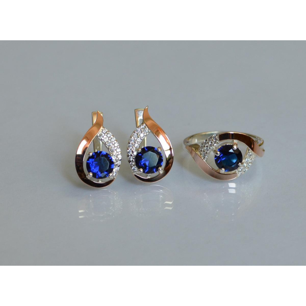 Серебряный гарнитур с золотыми накладками (144)