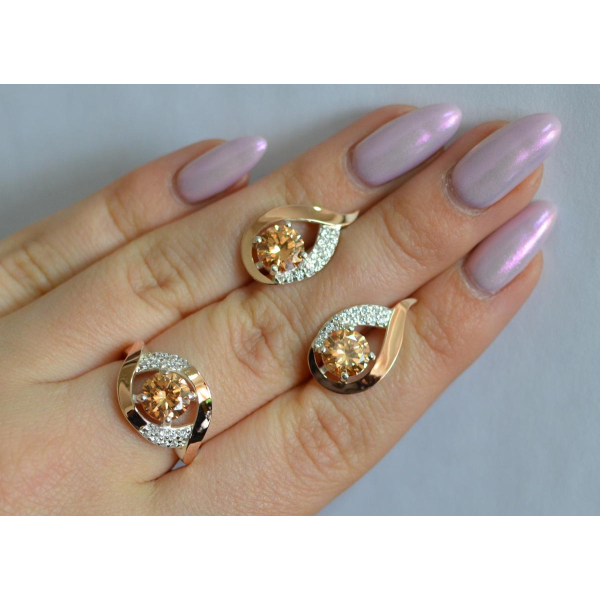 Серебряный гарнитур с золотыми накладками (144)