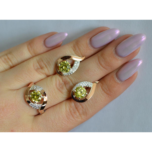 Серебряный гарнитур с золотыми накладками (144)