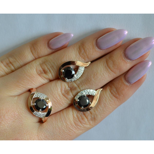 Серебряный гарнитур с золотыми накладками (144)