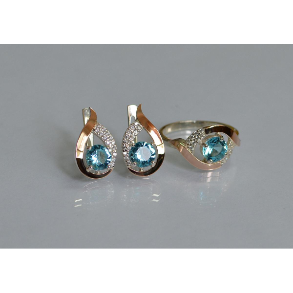 Серебряный гарнитур с золотыми накладками (144)