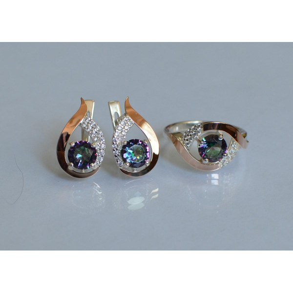 Серебряный гарнитур с золотыми накладками (144)