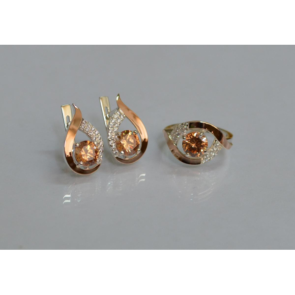 Серебряный гарнитур с золотыми накладками (144)