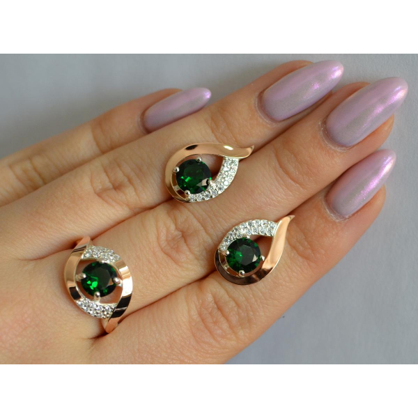 Серебряный гарнитур с золотыми накладками (144)