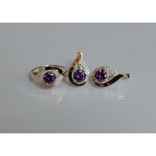 Серебряный гарнитур с золотыми накладками (144)