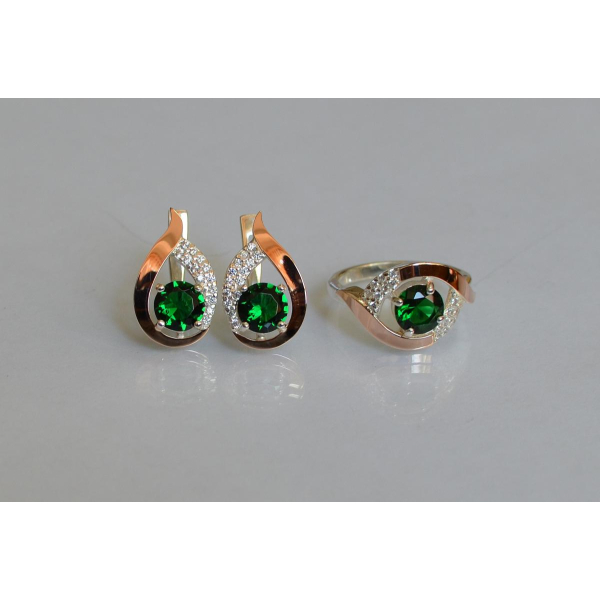 Серебряный гарнитур с золотыми накладками (144)