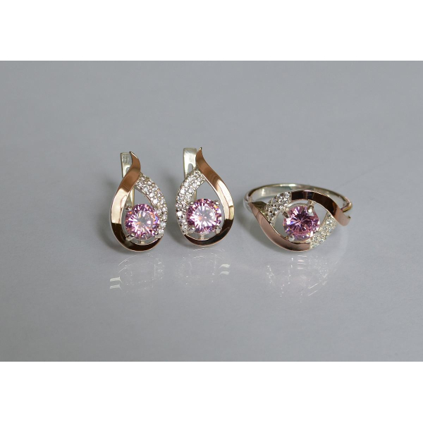 Серебряный гарнитур с золотыми накладками (144)