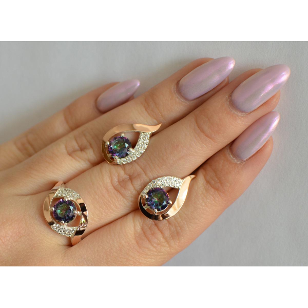 Серебряный гарнитур с золотыми накладками (144)