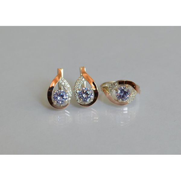 Серебряный гарнитур с золотыми накладками (144)