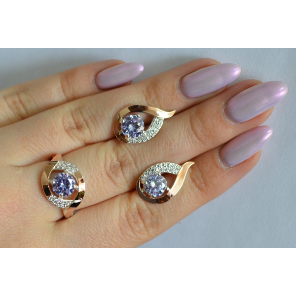 Серебряный гарнитур с золотыми накладками (144)