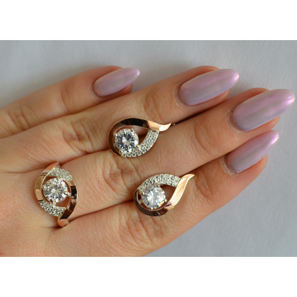 Серебряный гарнитур с золотыми накладками (144)