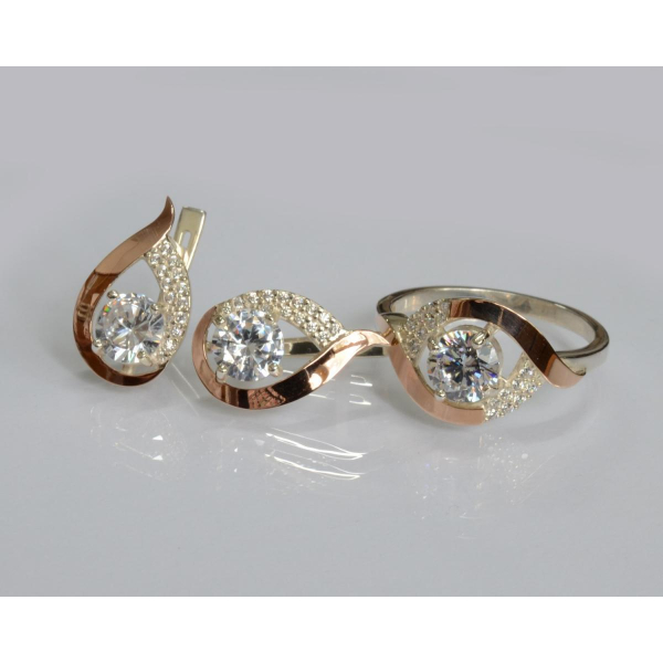 Серебряный гарнитур с золотыми накладками (144)