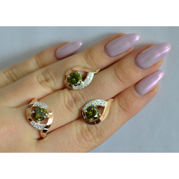 Серебряный гарнитур с золотыми накладками (144)