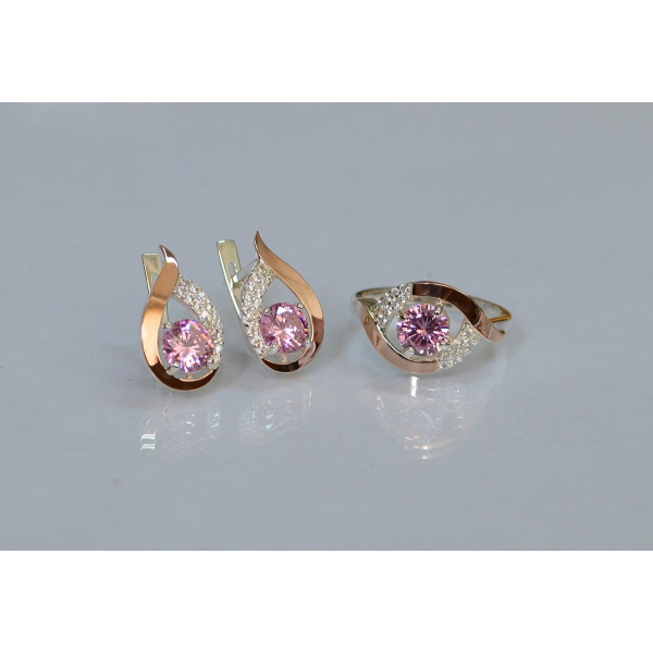 Серебряный гарнитур с золотыми накладками (144)