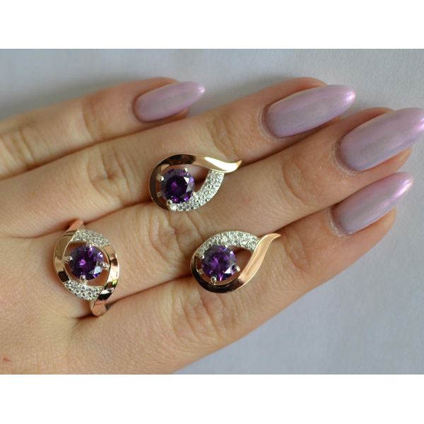 Серебряный гарнитур с золотыми накладками (144)