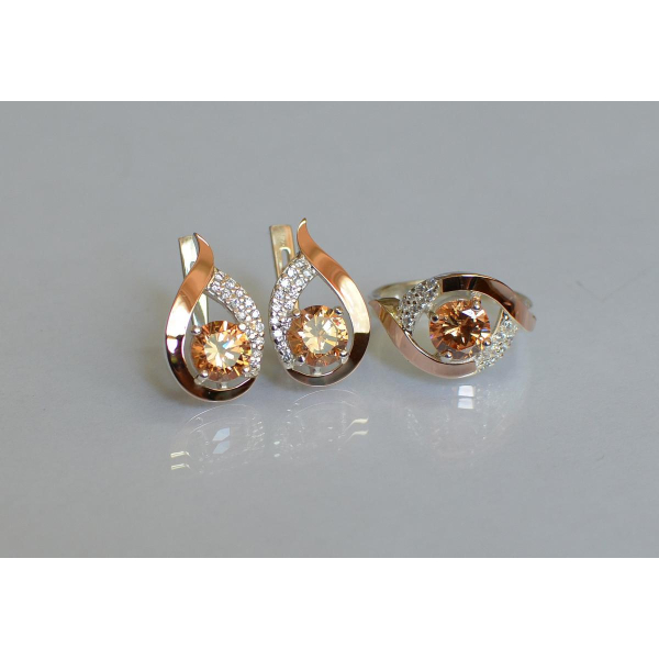 Серебряный гарнитур с золотыми накладками (144)