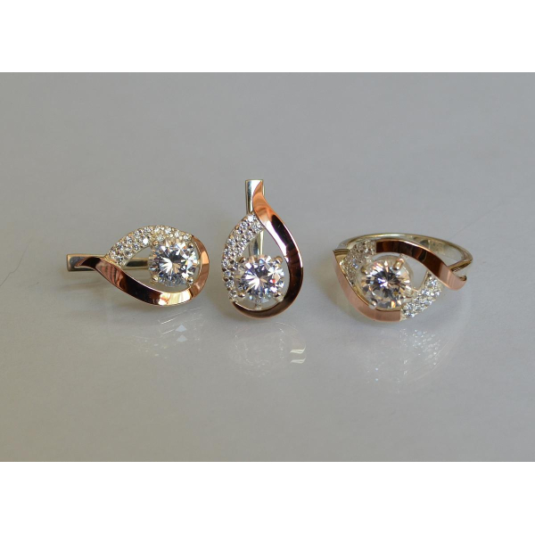 Серебряный гарнитур с золотыми накладками (144)