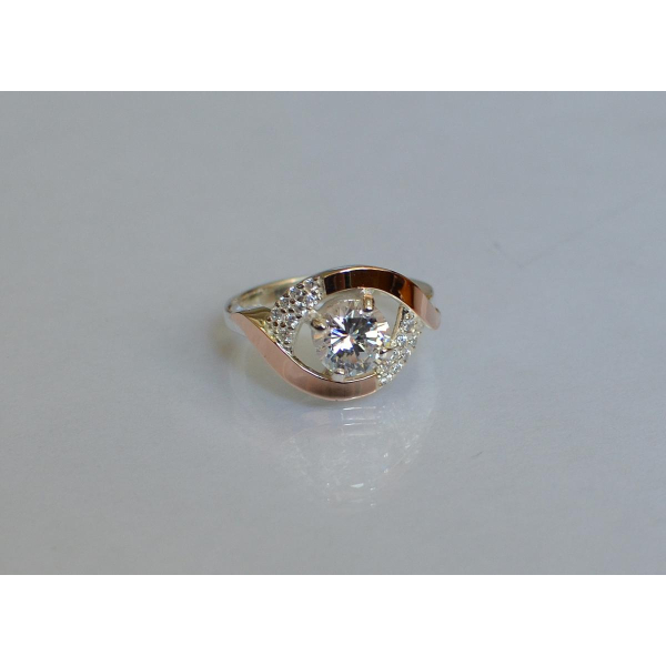 Серебряное кольцо с золотыми накладками (144к)