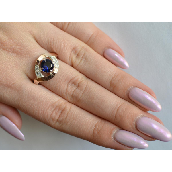 Серебряное кольцо с золотыми накладками (144к)