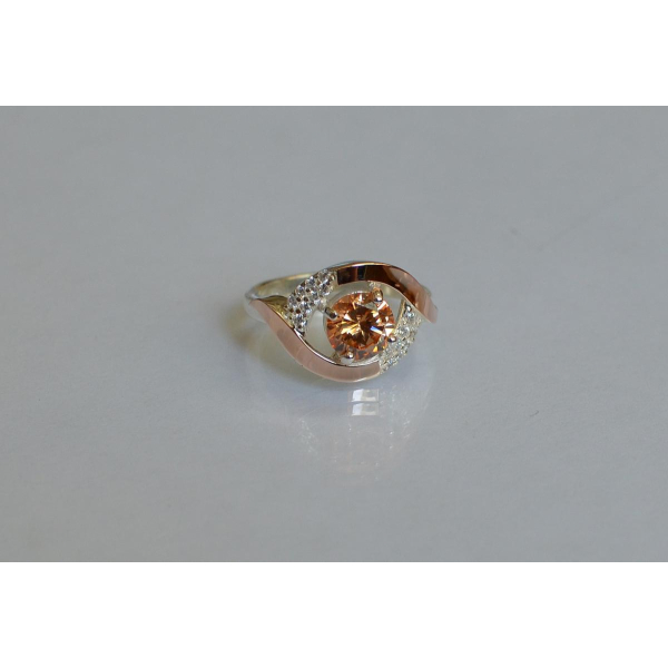 Серебряное кольцо с золотыми накладками (144к)