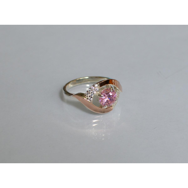 Серебряное кольцо с золотыми накладками (144к)